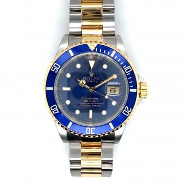 Pre-Owned Mens Rolex Submariner - Bi-Metal Blue Dial Watch - 16613 - 1997