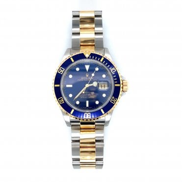 Pre-Owned Mens Submariner - Bi-Metal Blue Date Dial Watch - 16613 - 2004