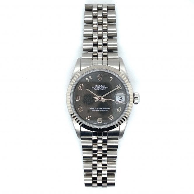 Pre-Owned Rolex Watches Pre Owned Unisex Datejust - Grey/Black Anniversary Dial Mid Size Watch - 68274 - 1995
