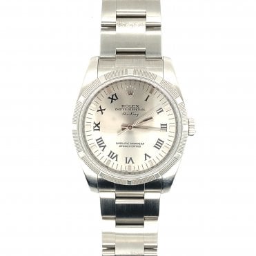 Pre-owned Rolex Air-King - Silver Baton Dial Unisex Watch - 114210 - 2006/07