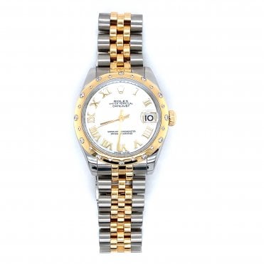 Pre-Owned Unisex Rolex Datejust 'Midsize' 31 - Bi-Metal MOP Roman Numeral Dial with Scattered Diamond Bezel Watch - 178343- 2011