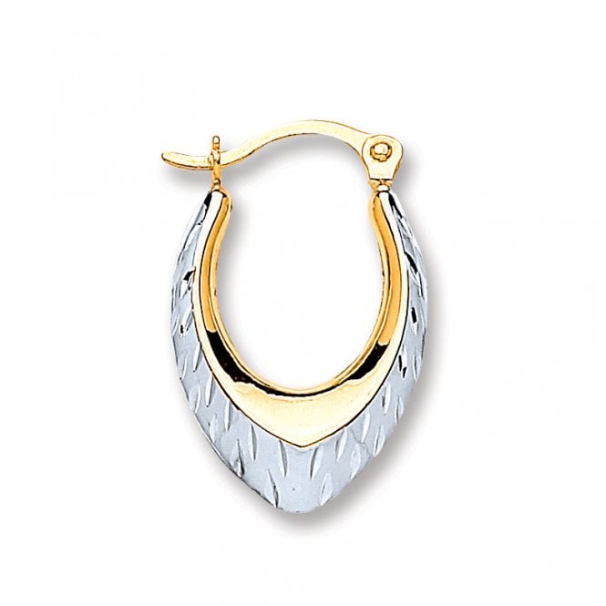 W & Y/G Oval Ribbed Hoop Earrings