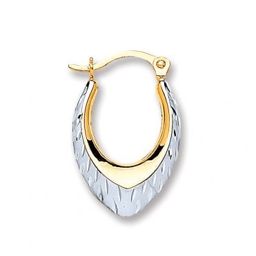 W & Y/G Oval Ribbed Hoop Earrings