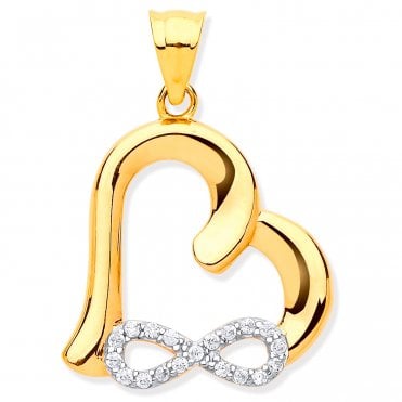 Y/G Cz Infinity, Heart Pendant
